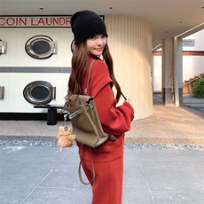 韩系慵懒chic红色休闲运动套装女2025春秋新款卫衣阔腿长裤两件套，女装套装/套裙，2C317A