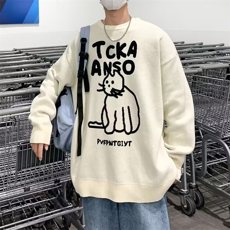 秋季潮流百搭圆领套头外套情侣英文字母涂鸦宽松卫衣男M834-P41,男装针织衫/毛衣,星座512-2