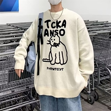 秋季潮流百搭圆领套头外套情侣英文字母涂鸦宽松卫衣男M834-P41，男装针织衫/毛衣，星座512-2