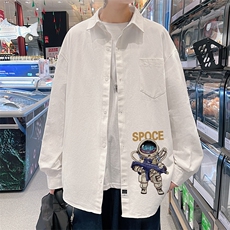 春季长袖衬衫男宽松港风衬衣男外套男CSCS285-P35，男装衬衫，电商B371