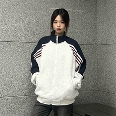 抖音得物高品质美式高街重磅结构织带拼接撞色立领卫衣外套CM41，女装短外套，电商A486-1