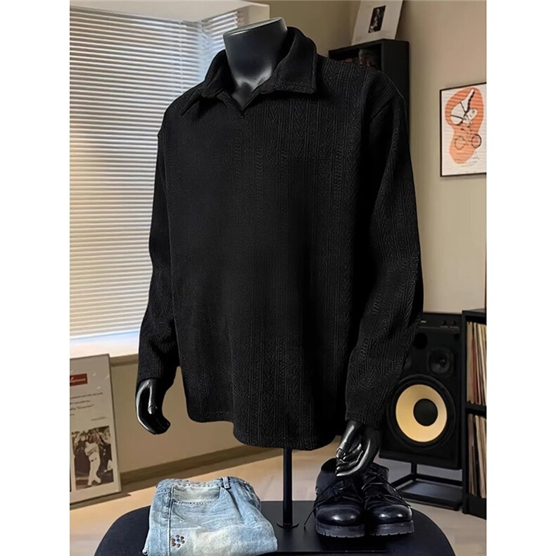 翻领卫衣男春秋美式潮牌重磅polo衫套头衫男WY828-P45，男装卫衣，星座208-5