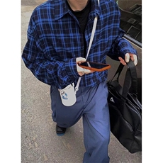 蓝色格子长袖衬衫男女款2026春夏秋季高级感格纹衬衣外套CS380，男装衬衫，星座1116A（原606A-3）