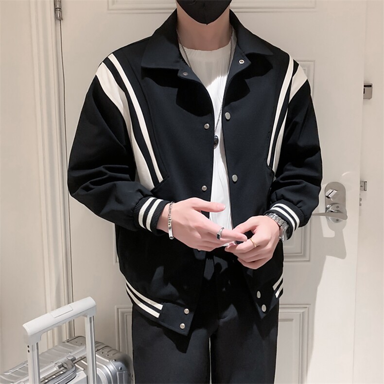 2025新款秋季男士夹克外套拼色潮牌翻领上衣 A313-1-2308-P105图片