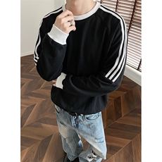 抖音得物高品质全棉二开26春装新款男女宽松高街织带圆领卫衣CM03，男装卫衣，电商A486