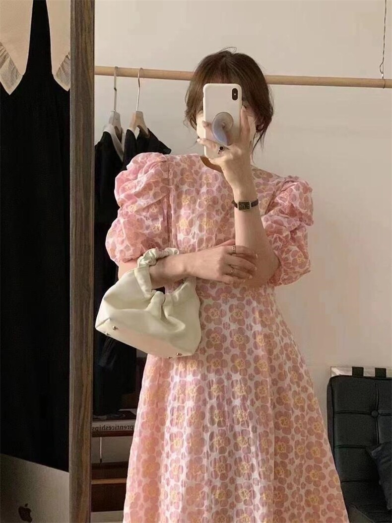 泡泡袖连衣裙，女装连衣裙，1+9