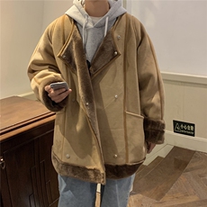 1港风皮毛一体大码M-5XL高级感轻奢机车棉服外套男8708P158控228，男装棉衣，星座226-2