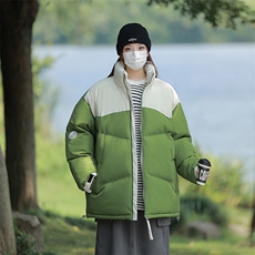 港风潮牌新款拼色立领棉服潮流保暖棉衣M071-P85控118，男装棉衣，星座717