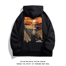 白底新款秋季时尚百搭宽松印花潮流情侣连帽卫衣W6274P40控58，男装卫衣，电商A268-1