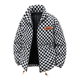 25新款棉衣简约棋盘胸前魔术贴立领棉衣M-5XL p55图片