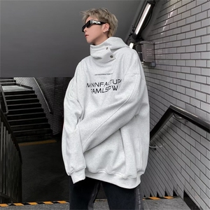 秋季高级感半高领连帽卫衣男美式复古oversize潮牌上衣 W7951-P48图片