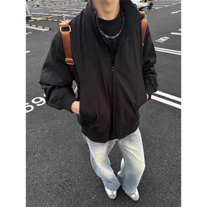 现货 26春装美拉德立领飞行夹克纯色复古廓形高街棒球服外套图片