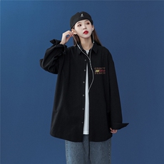 中性风23新款秋季时尚百搭宽松字母印花潮流衬衫外套S58P35控55，男装衬衫，A247A