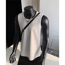 夏季2026男装新款美式无袖T恤绣花宽松坎肩背心夏装上衣S416-特25，男装背心/马甲，电商A233-1