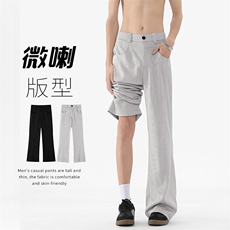 特批P36无差价2025夏季美式纯色微喇休闲裤男潮流百搭阔腿裤K5738，男装休闲裤，电商A001
