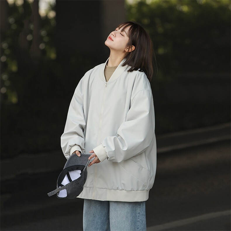 ！815A-MJ78032-60特2025秋季棒球领上衣外套宽松休闲夹克女图片