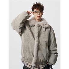 现货皮质座山雕棉服美式翻领毛毛重磅情侣外套A170-M915-TP112，男装棉衣，电商A170