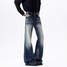 A8820美式复古水洗猫须微喇叭牛仔裤新款休闲小众vibe裤子，男装牛仔裤，星座308A-1（原309B-1）