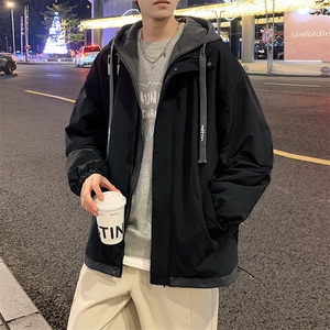 秋季假两件夹克男潮流时尚休闲外套拼接上衣JK062-P65图片