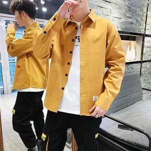 C901春季衬衫男士长袖休闲宽松男装衬衣春秋潮流工装外套图片