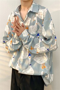 2025新款秋季青少年宽松休闲衬衫免烫印花尖领短袖流行CS2311-P35图片