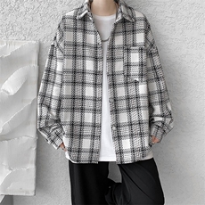 8XL-M特大码高级感千鸟格闲大码情侣复古翻领夹克外套JK1303P65，男装夹克，电商D206-1