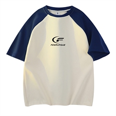 杏色拼藏青袖