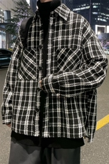 男装夹克男港风千鸟格呢料长袖衬衫外套男A071-C22-P68，男装夹克，电商A071