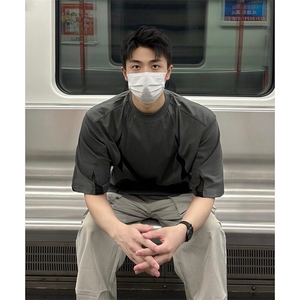 美式网格拼接重磅短袖男夏季宽松透气小领口t恤高级感正肩 TX63图片
