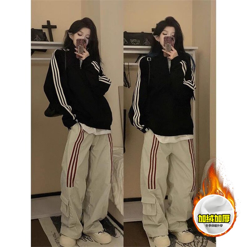 480G重磅加绒硬挺boxy男女秋冬美式高街结构宽松织带立领卫衣外套，女装短外套，电商A486-1