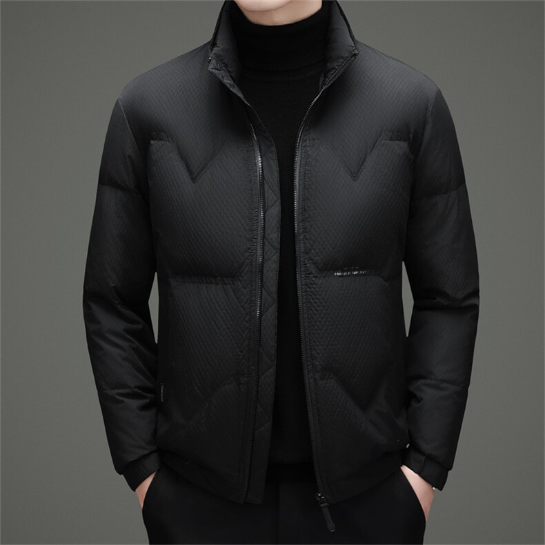 新款秋冬款立领50绒子白鸭绒羽绒服外套中年男士加厚羽绒服夹克图片