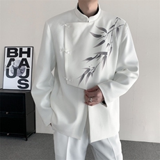 2025春装小众改良中山装结婚登记演出复古立领盘扣中式西装外套，男装西服，星座909