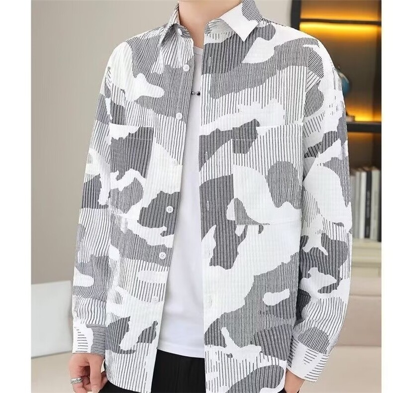 1506-1/C5371/P40新款衬衫男宽松小众设计感上衣男生潮流百搭时尚图片