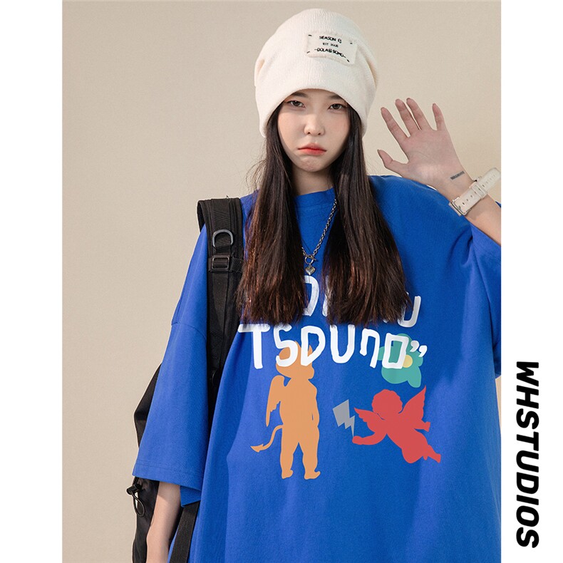 中性风春夏新款宽松卡通印花休闲短袖T恤T6025P25控38,男装T恤,电商A268