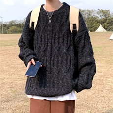 冬季毛衣男加厚打底宽松慵懒保暖内搭圆领粗线麻花针织衫9038P48，男装针织衫/毛衣，星座410-2
