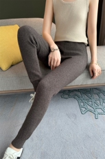 裸穿超舒适~羊绒打底裤女修身显瘦内搭保暖长裤松紧腰束口小脚裤，女装打底裤，高粱穗羊绒