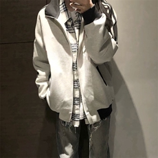 抖音得物高品质美式高街重磅结构设计拼接织带立领卫衣外套CM42，男装卫衣，电商A486
