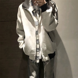 抖音得物高品质 美式高街重磅结构设计拼接织带立领卫衣外套 CM42图片