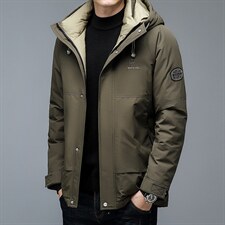男士2023冬季新款羽绒服商务休闲男装宽松时尚纯色中年装潮流外套，男装羽绒服，电商B212（原钱塘6029）