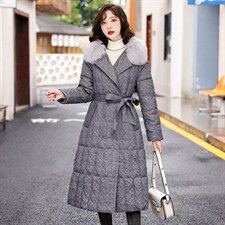 羽绒服新款2022年冬季女装时尚大气修身中款长白90%鸭绒真毛领,女装羽绒服,时尚俏佳人