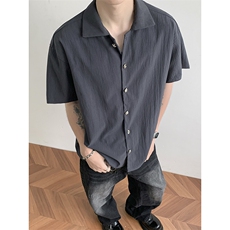 衬衫男短袖夏季冰丝轻熟风男装五分中袖衬衣外套C204-P35，男装T恤，星座308B-2