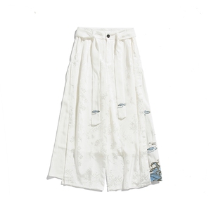 2025夏风男装冰丝唐装汉服重工刺绣休闲裤阔腿裤棉麻D533/P85图片