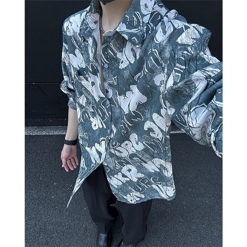 美式高街宽松衬衫潮流休闲上衣A086-CS2202-P40,男装衬衫,电商基地A086