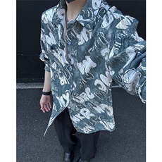 美式高街宽松衬衫潮流休闲上衣A086-CS2202-P40，男装衬衫，电商基地A086