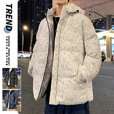 特批2024冬季大码印花棉服可脱卸连帽棉袄外套A436-3091-P70，男装棉衣，电商A436
