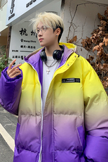 XZ230-1MY53冬款港风宽松简约扎染渐变三防休闲连帽棉服P128控158，男装棉衣，星座230-1