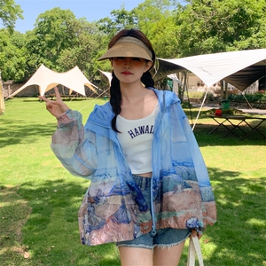 2026新款夏印花防晒衣服女宽松连帽轻薄外套潮182A8657P105K158图片