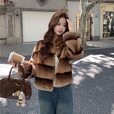 现设计感加厚保暖皮毛一体外套2617P205K308，女装皮草，2C029