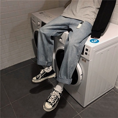 送腰带超高人气高转化港风ins风直筒牛仔裤xz1008-B，男装牛仔裤，星座1008