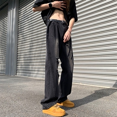 抖音品质美潮设计感高街破洞撞色洗水牛仔裤313A-1-NZ039-P65控78，男装牛仔裤，星座808A-1